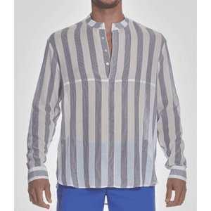 Long-Sleeve Shirt White/Navy Stripe SHOKAN 28