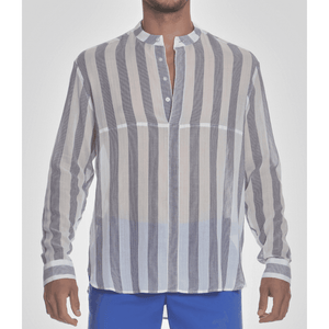 Long-Sleeve Shirt White/Navy Stripe SHOKAN 28
