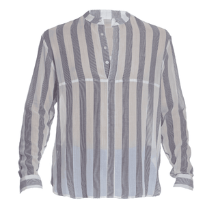 Long-Sleeve Shirt White/Navy Stripe SHOKAN 28